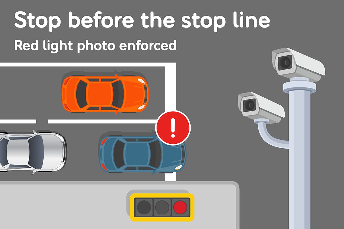 image showing how a traffic light camera works