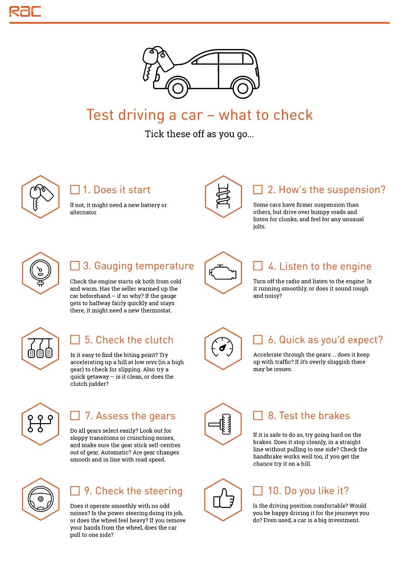 what to check when test driving a car